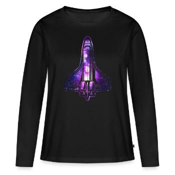 Navette spatiale fusée vaisseau spatial - T-shirt manches longues Premium bio Femme - noir - Devant - Julia (174cm)