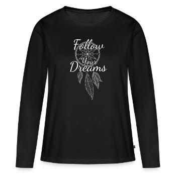 Capteur de rêves - suivez vos rêves - T-shirt manches longues Premium bio Femme - noir - Devant - Julia (174cm)