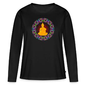 Bouddha Bouddhisme - T-shirt manches longues Premium bio Femme - noir - Devant - Julia (174cm)