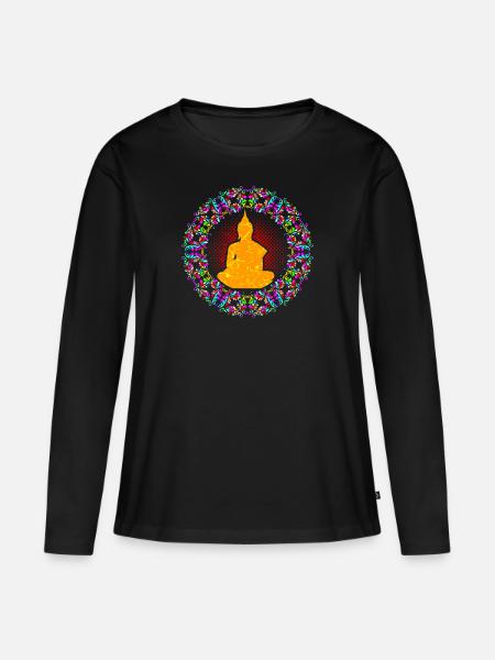 Buddha Buddhismus - Frauen Premium Bio Langarmshirt - Schwarz