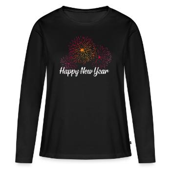 Happy New Year - T-shirt manches longues Premium bio Femme - noir - Devant - Julia (174cm)