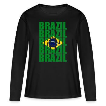 Brésil - T-shirt manches longues Premium bio Femme - noir - Devant - Julia (174cm)