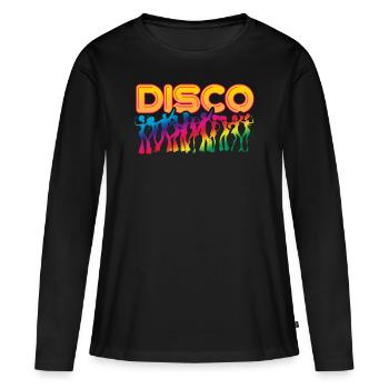 Musique disco - T-shirt manches longues Premium bio Femme - noir - Devant - Julia (174cm)