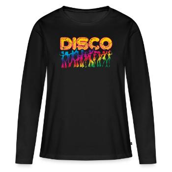 Disco - T-shirt manches longues Premium bio Femme - noir - Devant - Julia (174cm)