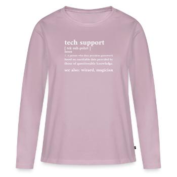Support technique Tek Suh-pohrt - T-shirt manches longues Premium bio Femme - rose poudré - Devant - Julia (174cm)
