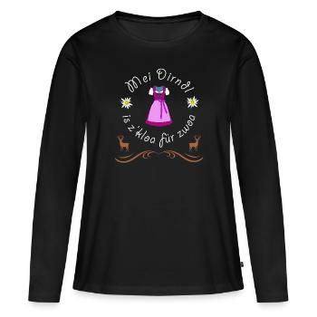 Schwanger: Mein Dirndl ist zu klein für zwei - Frauen Premium Bio Langarmshirt - Schwarz - Vorne - Julia (174cm)
