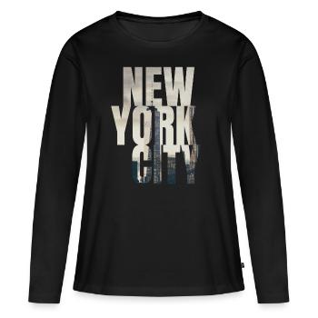 Skyline de Manhattan à New York - T-shirt manches longues Premium bio Femme - noir - Devant - Julia (174cm)