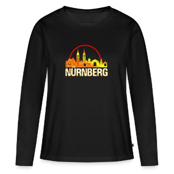 Nuremberg - T-shirt manches longues Premium bio Femme - noir - Devant - Julia (174cm)