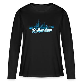 Rotterdam - T-shirt manches longues Premium bio Femme - noir - Devant - Julia (174cm)