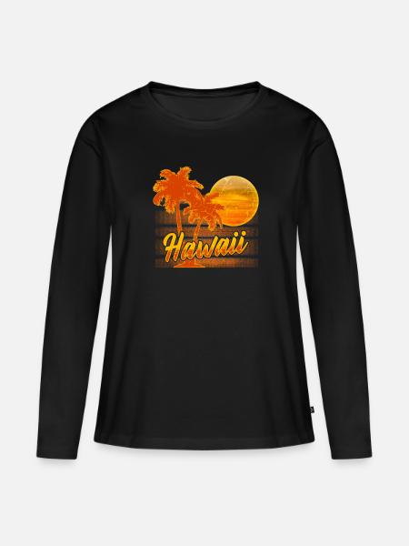 Hawaii - Frauen Premium Bio Langarmshirt - Schwarz