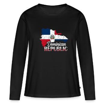 République dominicaine - T-shirt manches longues Premium bio Femme - noir - Devant - Julia (174cm)