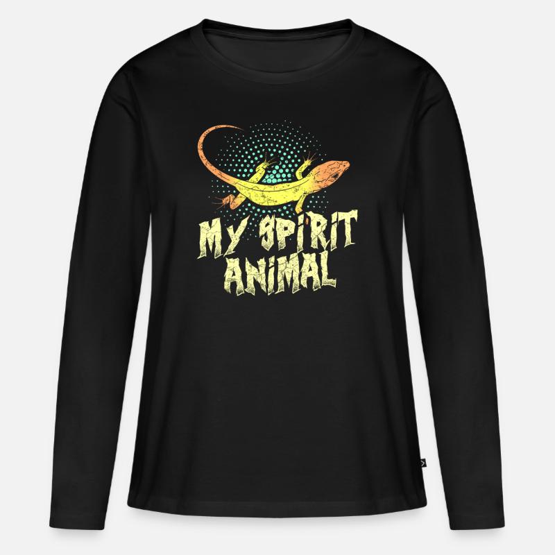 Eidechse Eidechsen - Frauen Premium Bio Langarmshirt - Schwarz