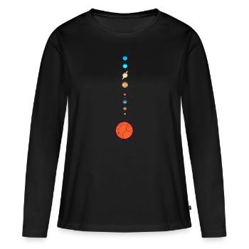Planètes du système solaire - T-shirt manches longues Premium bio Femme - noir - Devant - Julia (174cm)
