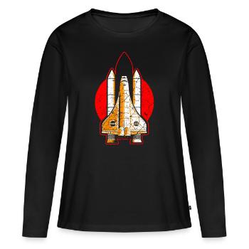 Fusée NASA de la navette spatiale - T-shirt manches longues Premium bio Femme - noir - Devant - Julia (174cm)