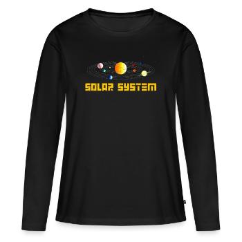 système solaire - T-shirt manches longues Premium bio Femme - noir - Devant - Julia (174cm)