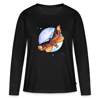 papillon de nuit - T-shirt manches longues Premium bio Femme - noir - Devant - Julia (174cm)