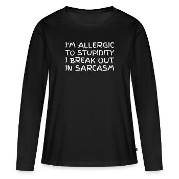 En allergie à la stupidité je m'échappe - T-shirt manches longues Premium bio Femme - noir - Devant - Julia (174cm)