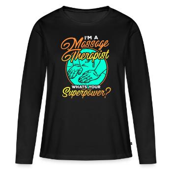 Massage masseur masseuse - T-shirt manches longues Premium bio Femme - noir - Devant - Julia (174cm)