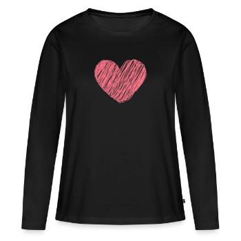 Amour coeur d'amour - T-shirt manches longues Premium bio Femme - noir - Devant - Julia (174cm)