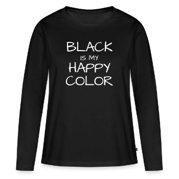 Noir couleur préférée Couleur Drôle - T-shirt manches longues Premium bio Femme - noir - Devant - Julia (174cm)