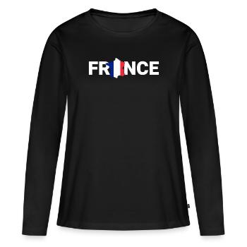 Frankreich - Frauen Premium Bio Langarmshirt - Schwarz - Vorne - Julia (174cm)