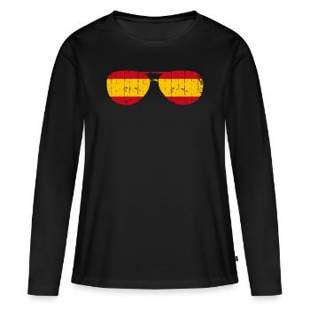 Spanien Spanier Sonnenbrille - Frauen Premium Bio Langarmshirt - Schwarz - Vorne - Julia (174cm)