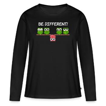 Différent unique unique unique différent - T-shirt manches longues Premium bio Femme - noir - Devant - Julia (174cm)