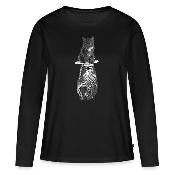 Cat Tiger Confident motivation - Women's Premium Organic Long Sleeve Shirt - black - Front - Julia (174cm)