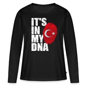 Drapeau turc drapeau turc empreinte ADN - T-shirt manches longues Premium bio Femme - noir - Devant - Julia (174cm)