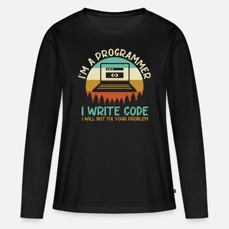 Programmierer Code Coding - Frauen Premium Bio Langarmshirt - Schwarz