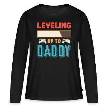 Niveau supérieur papa papa papa - T-shirt manches longues Premium bio Femme - noir - Devant - Julia (174cm)
