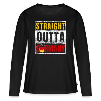 Deutschland Germany Deutsch Deutscher Deutsche - Frauen Premium Bio Langarmshirt - Schwarz - Vorne - Julia (174cm)