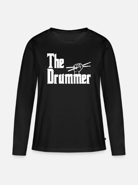 Der Schlagzeuger Trommel Musikinstrument - Frauen Premium Bio Langarmshirt - Schwarz