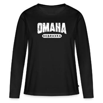 Omaha Nebraska - T-shirt manches longues Premium bio Femme - noir - Devant - Julia (174cm)
