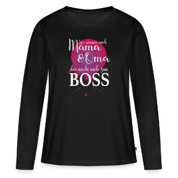 Sie nennen mich Mama & Oma das macht mich zum Boss - Frauen Premium Bio Langarmshirt - Schwarz - Vorne - Julia (174cm)