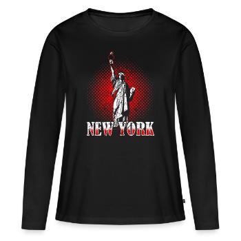 New York Freiheitsstatue - Frauen Premium Bio Langarmshirt - Schwarz - Vorne - Julia (174cm)
