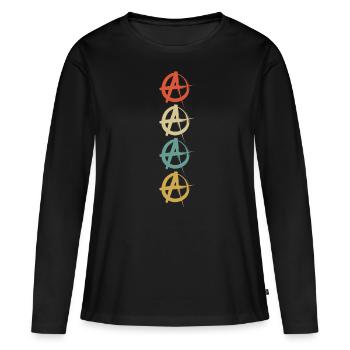 Anarchist Anarchismus Anarchie Bunt Symbol - Frauen Premium Bio Langarmshirt - Schwarz - Vorne - Julia (174cm)