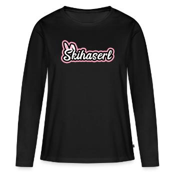 Skihaserl Ski Hase Skihase Skifahrer - Frauen Premium Bio Langarmshirt - Schwarz - Vorne - Julia (174cm)
