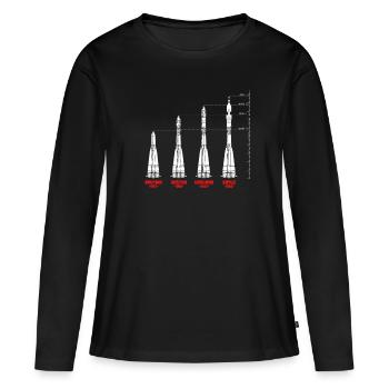 Missile URSS Russie Union soviétique - T-shirt manches longues Premium bio Femme - noir - Devant - Julia (174cm)
