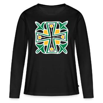 Croix celtique - T-shirt manches longues Premium bio Femme - noir - Devant - Julia (174cm)
