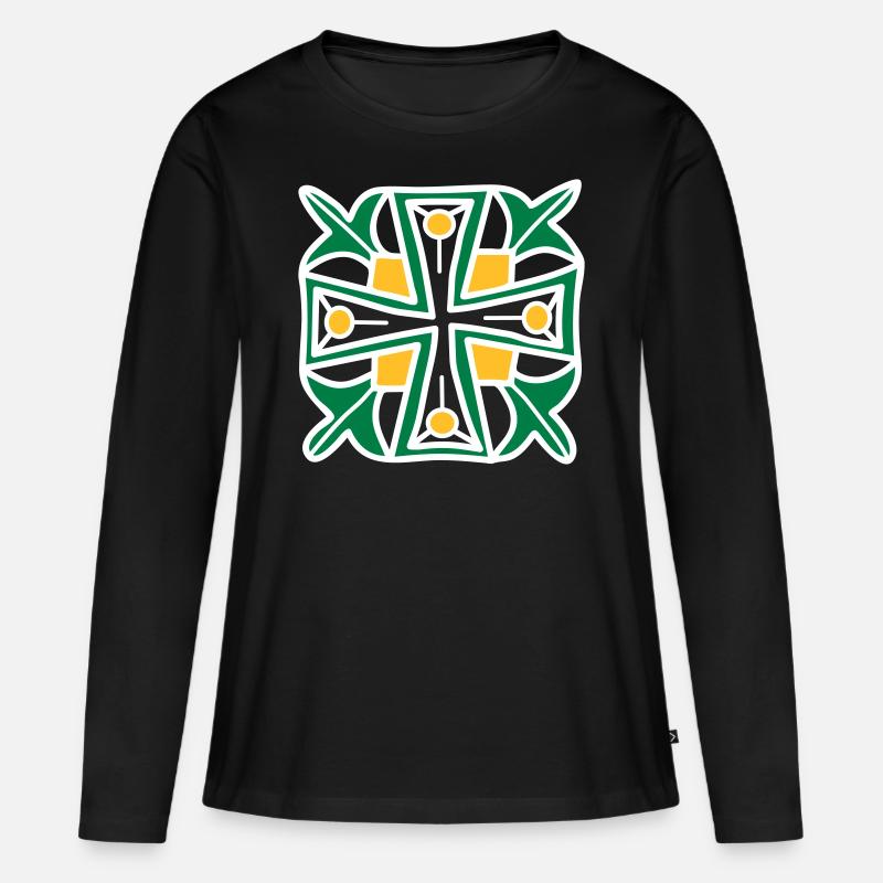 Keltisches Kreuz - Frauen Premium Bio Langarmshirt - Schwarz