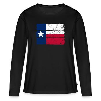 Lone Star Flagge Texas - Frauen Premium Bio Langarmshirt - Schwarz - Vorne - Julia (174cm)
