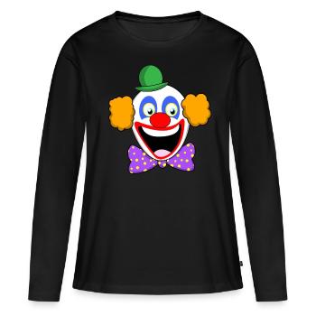 FASCHING KARNEVAL KOSTÜM KONFETTI LUSTIGER CLOWN - Frauen Premium Bio Langarmshirt - Schwarz - Vorne - Julia (174cm)