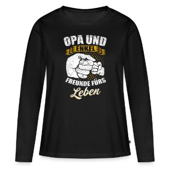 Opa und Enkel - Frauen Premium Bio Langarmshirt - Schwarz - Vorne - Julia (174cm)