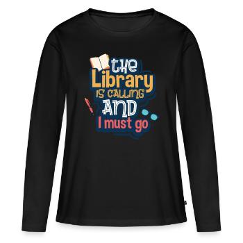 Lire des livres - T-shirt manches longues Premium bio Femme - noir - Devant - Julia (174cm)