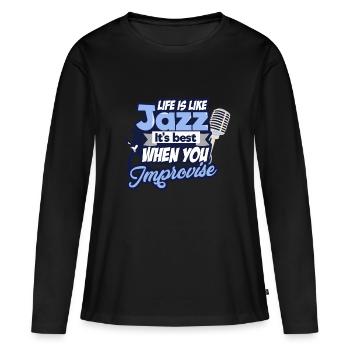 jazz - T-shirt manches longues Premium bio Femme - noir - Devant - Julia (174cm)