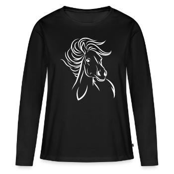 Cheval cheval - T-shirt manches longues Premium bio Femme - noir - Devant - Julia (174cm)