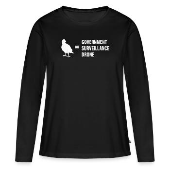 Les oiseaux ne sont pas réels - T-shirt manches longues Premium bio Femme - noir - Devant - Julia (174cm)