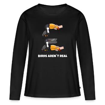 Les oiseaux ne sont pas réels - T-shirt manches longues Premium bio Femme - noir - Devant - Julia (174cm)