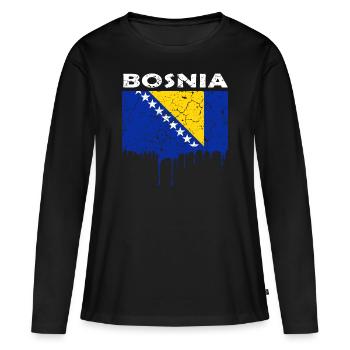 Drapeau de la Bosnie - T-shirt manches longues Premium bio Femme - noir - Devant - Julia (174cm)